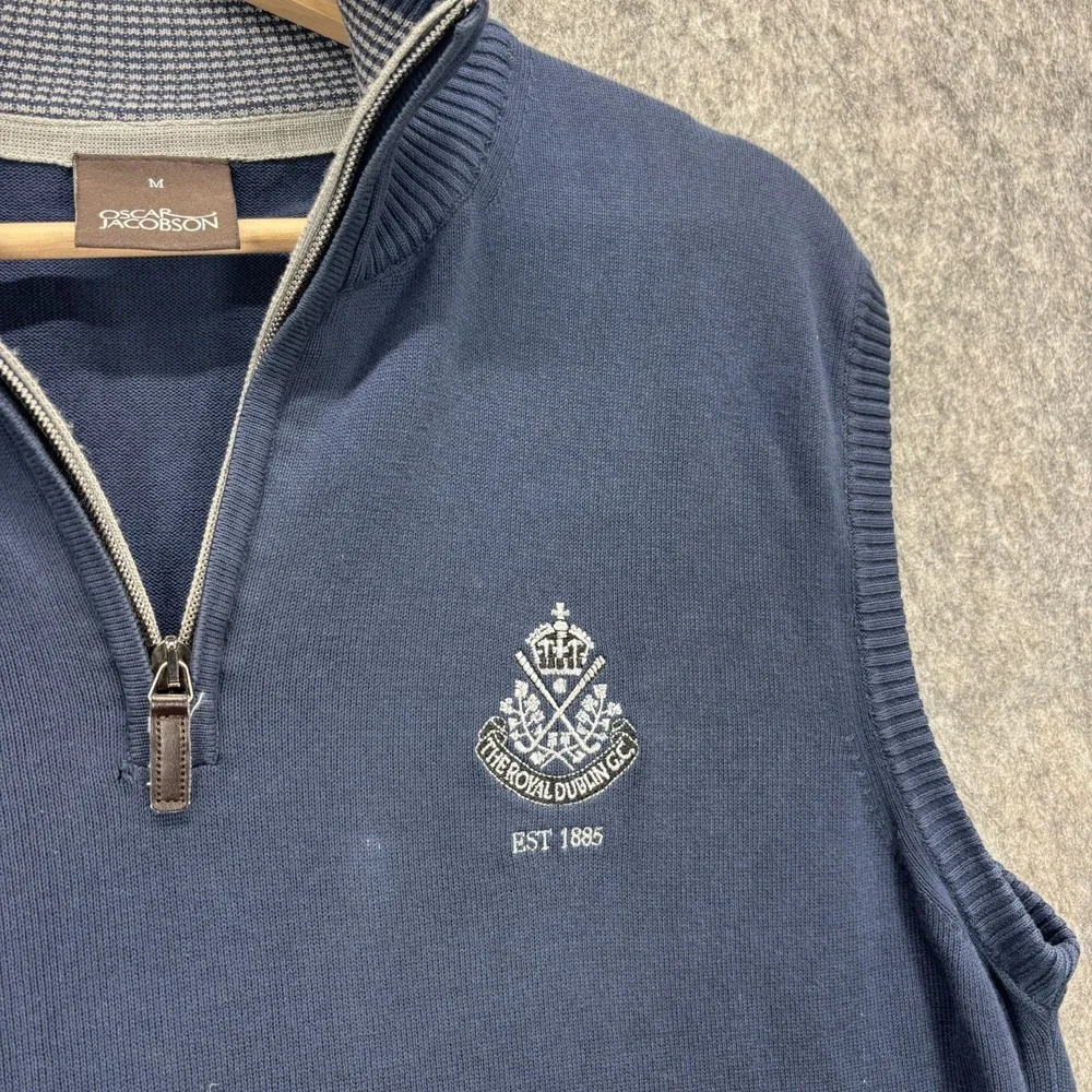 Oscar Jacobson Vest The Royal Dublin Golf Club Mens Medium Blue 1/4 Zip Vileroy